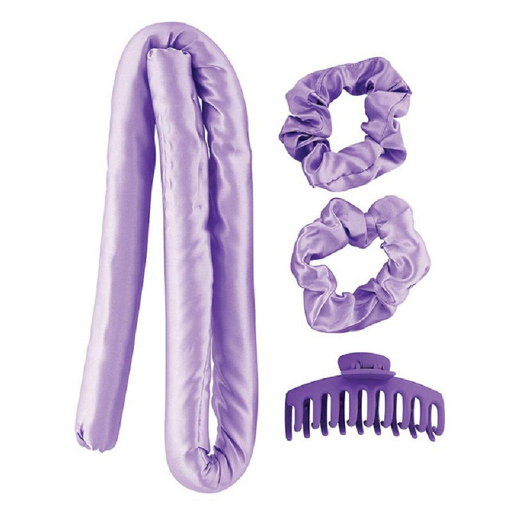 Heatless Roller Set in Purple | 4-Piece Hair Curler Set