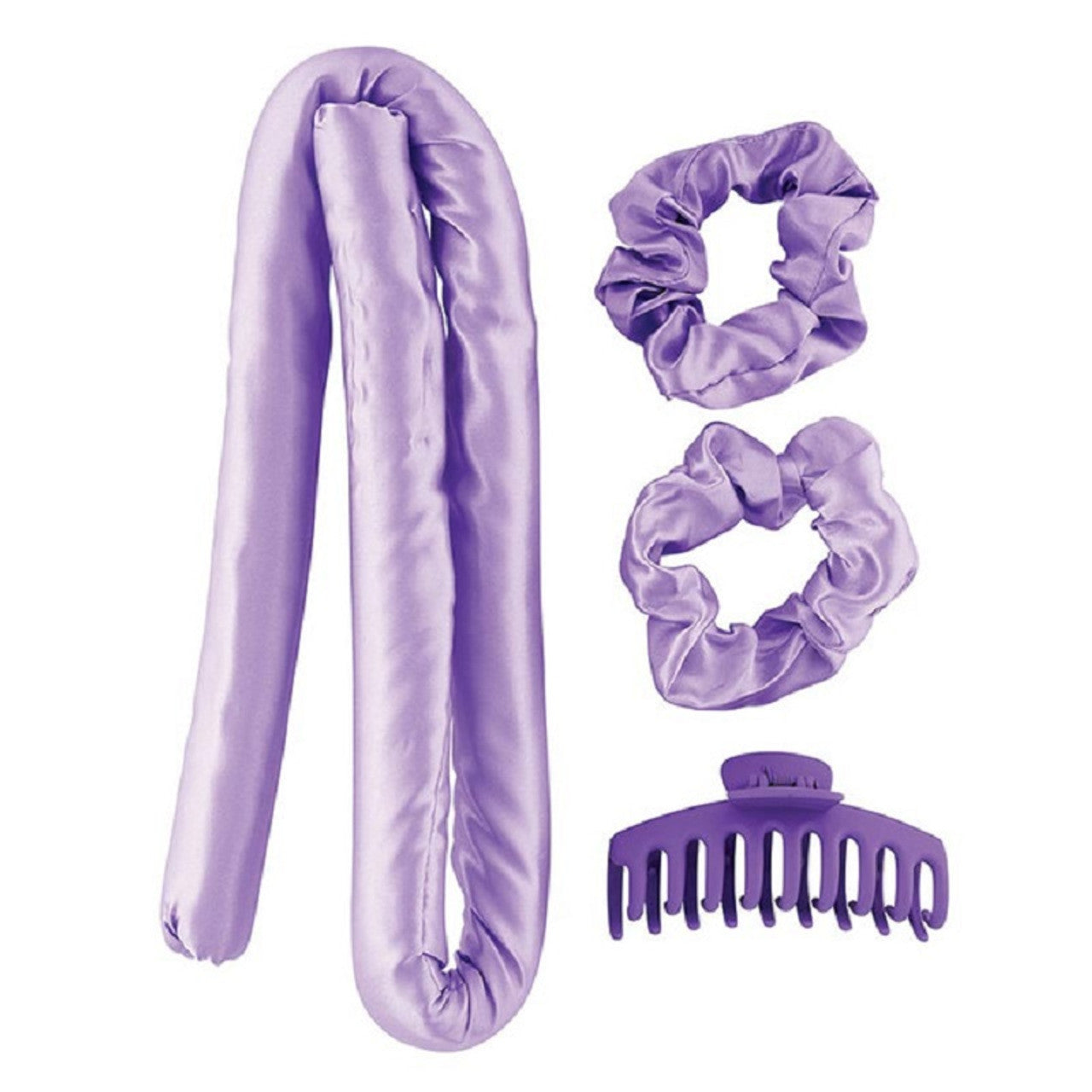 Heatless Roller Set in Purple | 4-Piece Hair Curler Set