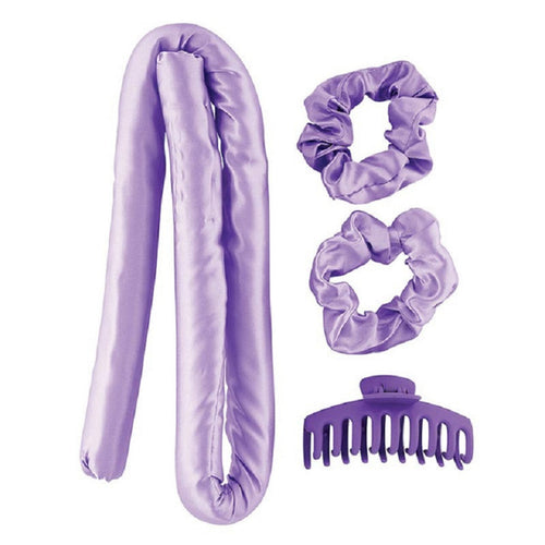 Heatless Roller Set in Purple | 4-Piece Hair Curler Set